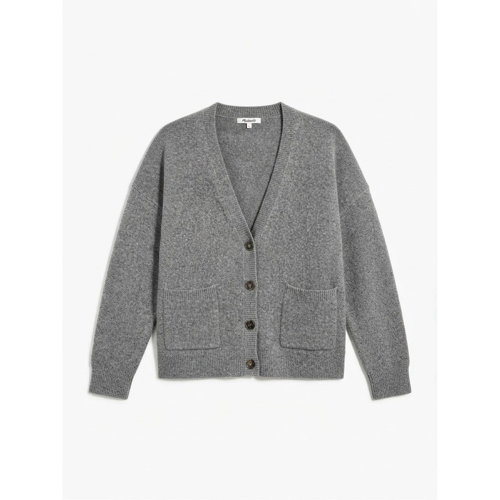 Madewell Wool Blend Cardigan L Boho Gray Winter Fall Chic Baggy Peasant Stretch